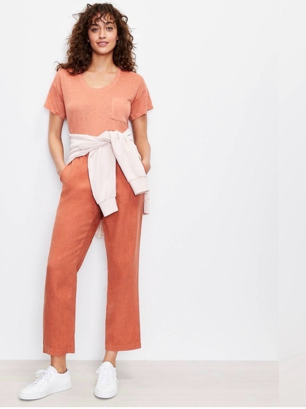 Lou & Grey Straight Leg Linen  Pants in Teracotta